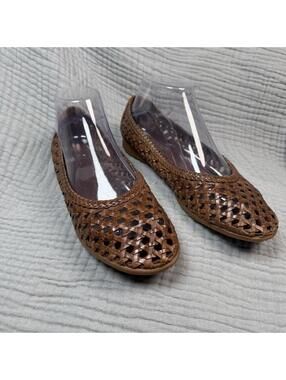 Jenny Buchanan Shoes Woven Womens Brown Flats 8.5 Med Classic Leather